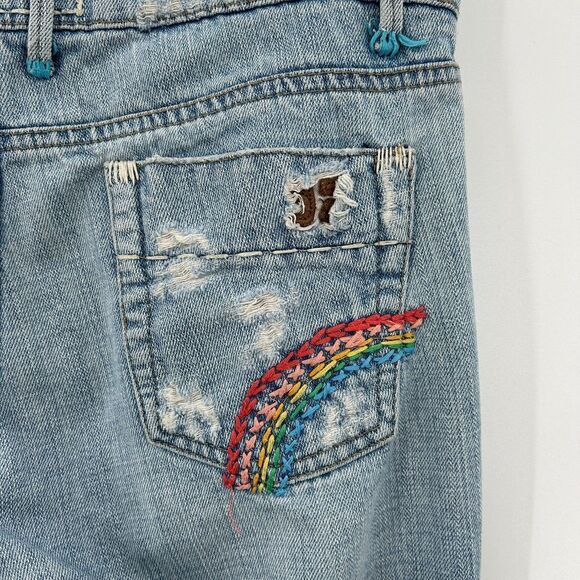 JOE'S JEANS Vintage Series 1971 Light Blue Rainbow Embroidered Flare Jeans 27 - Picture 6 of 9